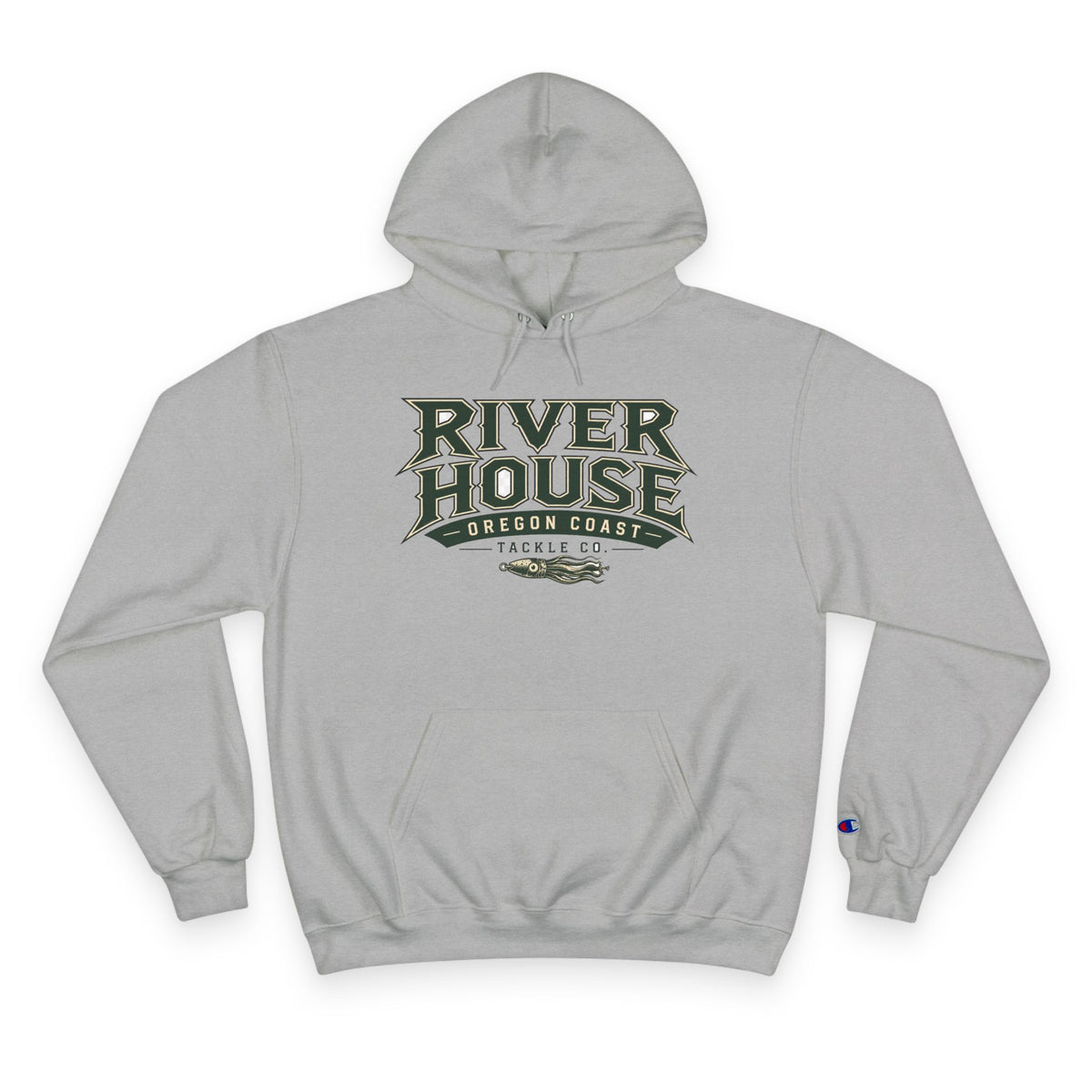River House Salmon Lodge Champion Hoodie – River House Tackle Co. product view 3