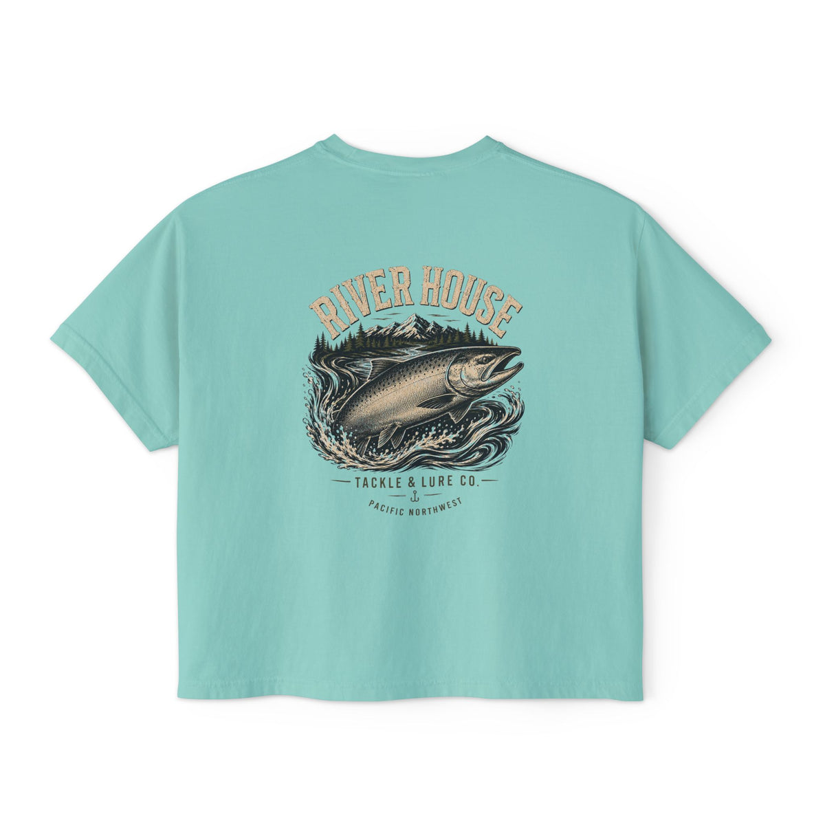River House Fishing Tee — Women's Boxy Shirt with Vintage Fish Graphic – River House Tackle Co. product view 4