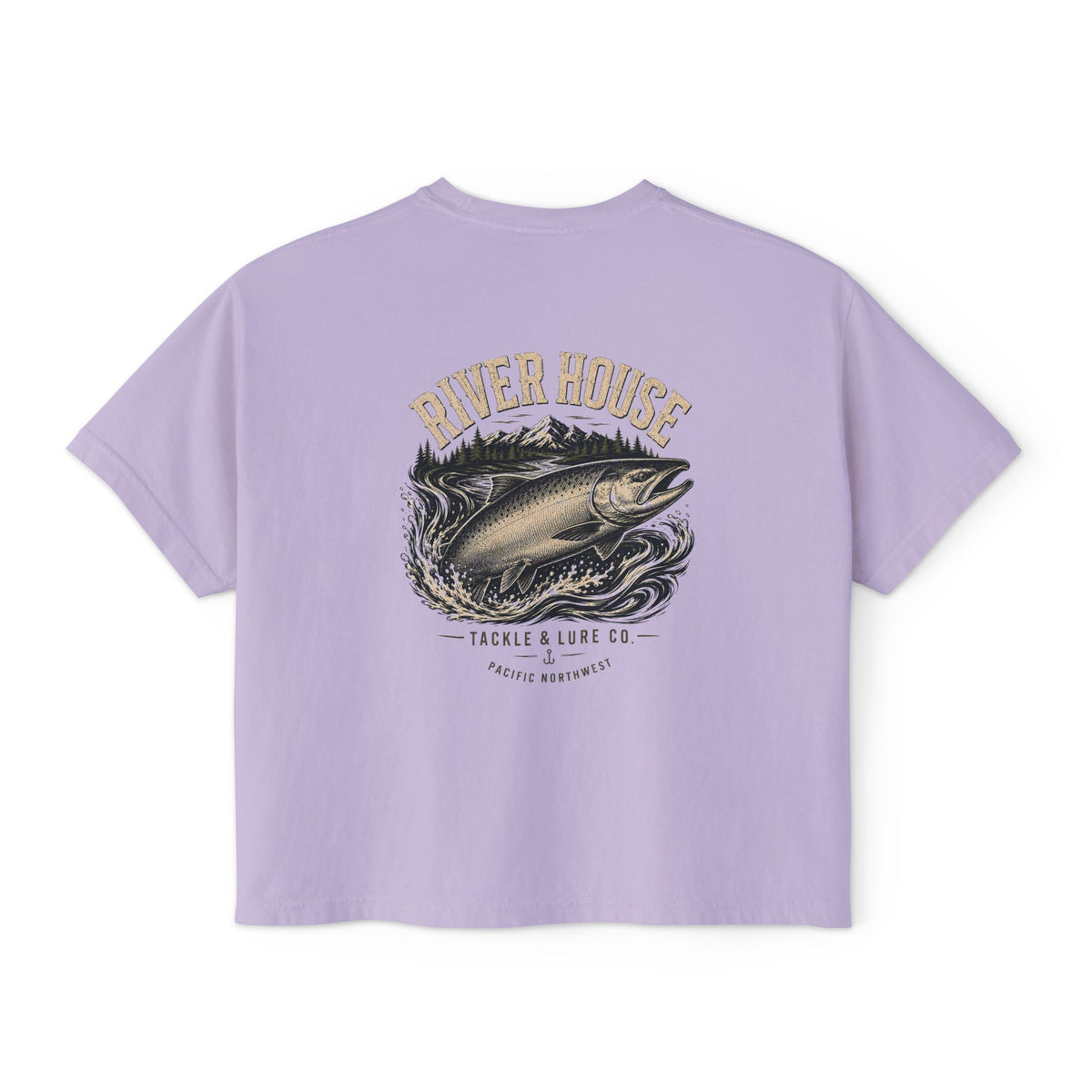 River House Fishing Tee — Women's Boxy Shirt with Vintage Fish Graphic – River House Tackle Co. product view 5