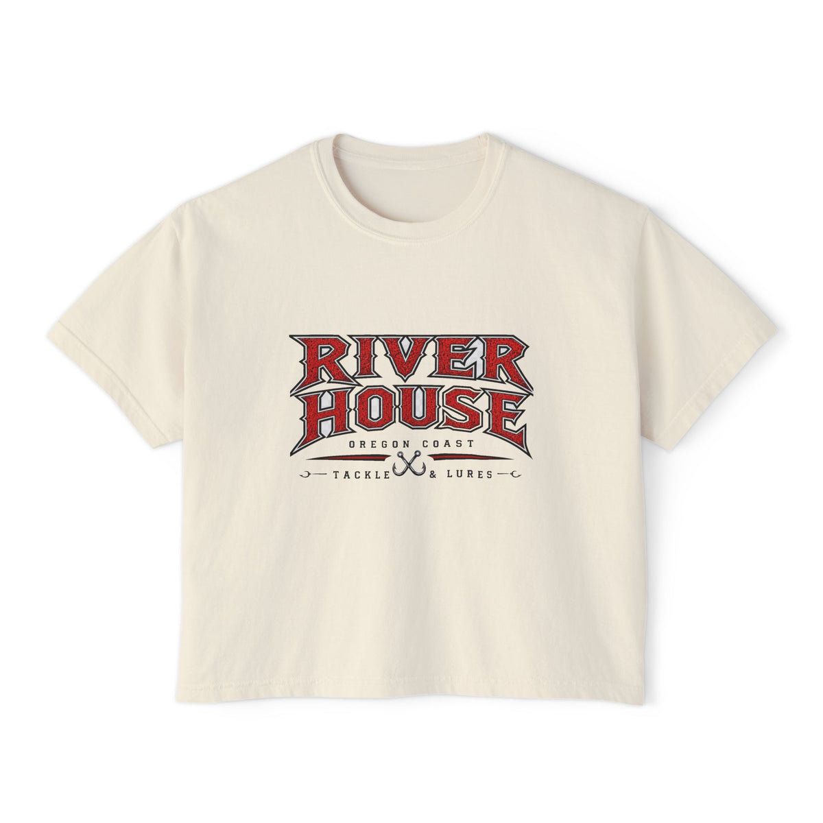 River House Fishing Tee — Women's Boxy Shirt with Vintage Fish Graphic – River House Tackle Co. product view 6