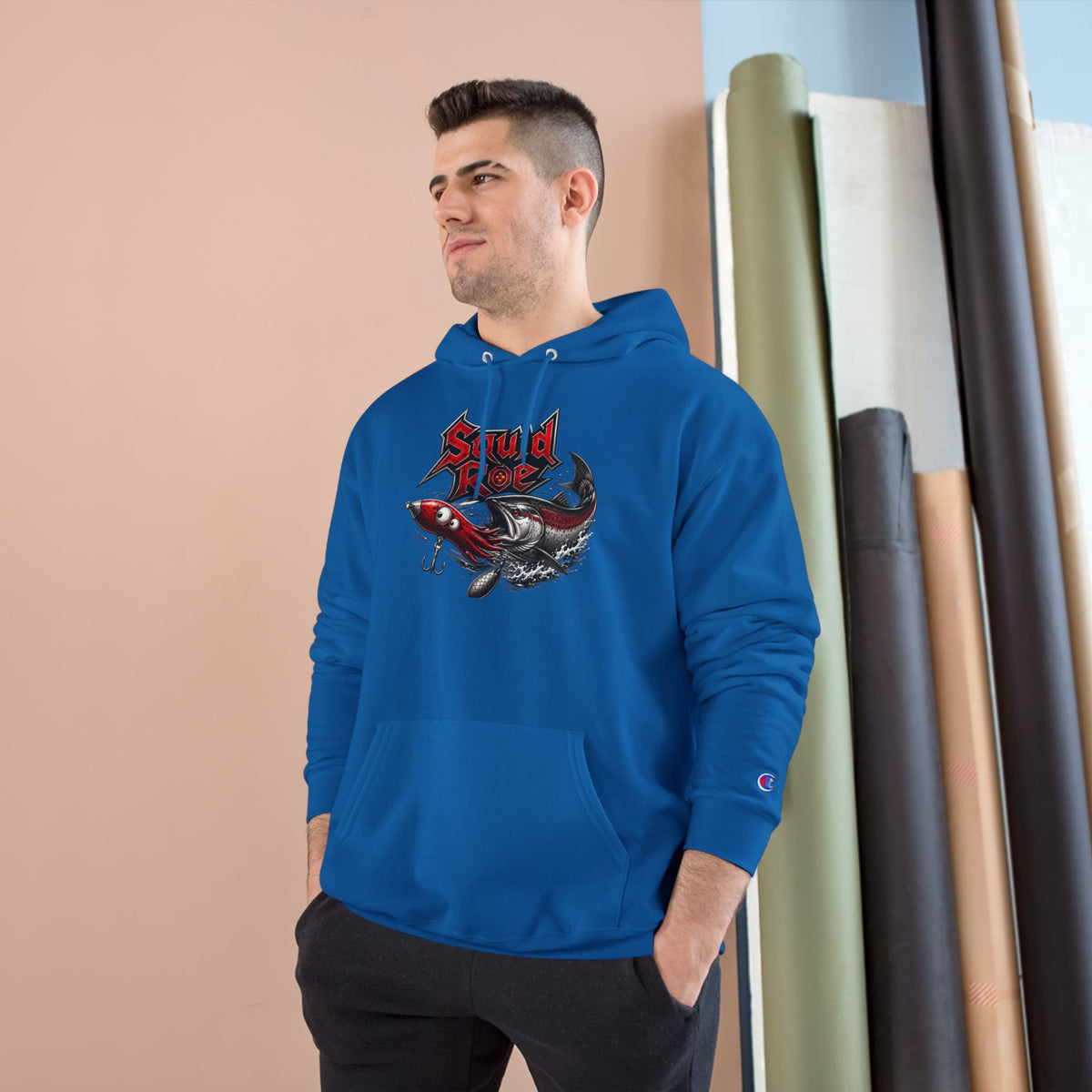 River House Inky Squid Lure Champion Hoodie – River House Tackle Co. product view 6