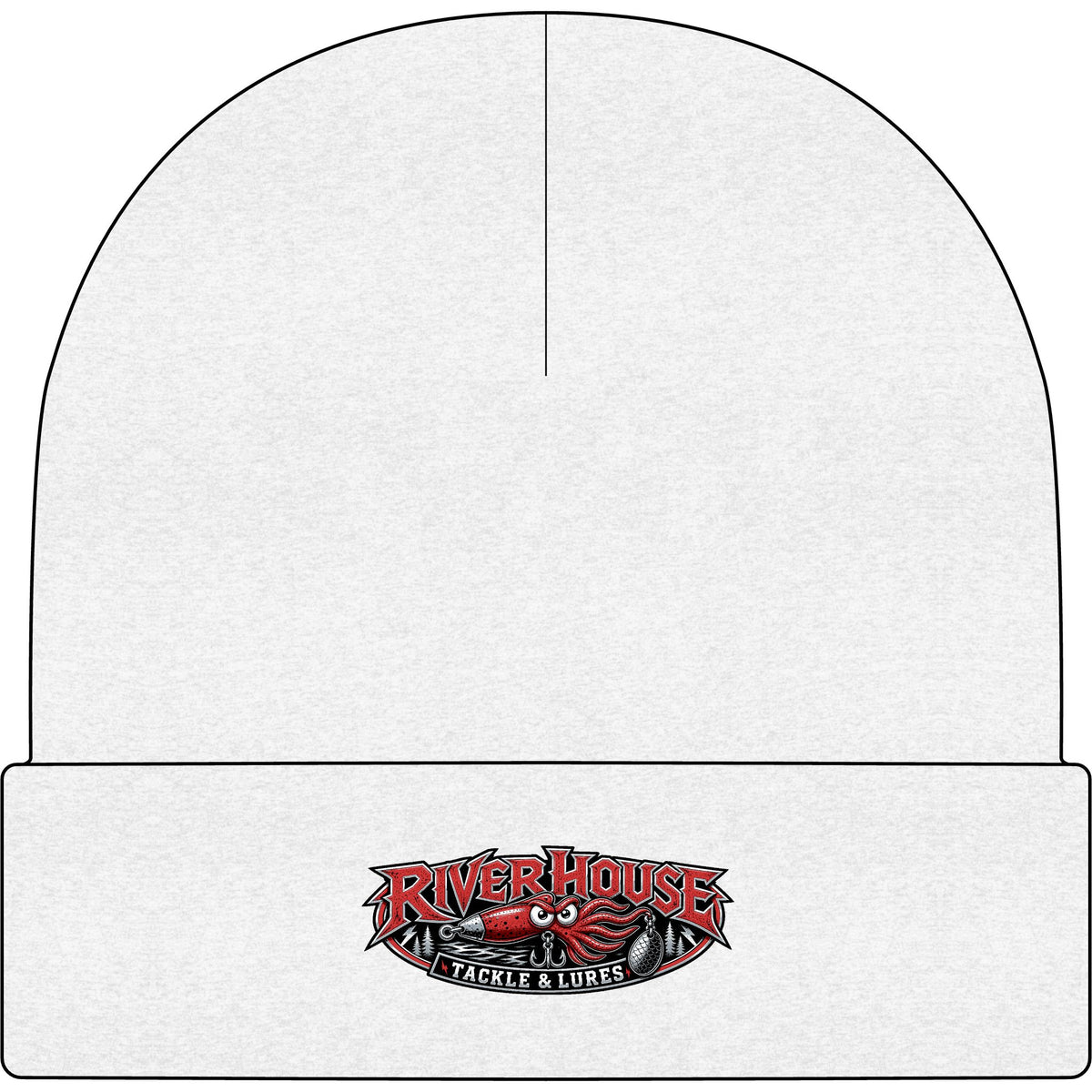 RiverHouse Tackle & Lures Cuff Beanie — Fishing Logo Knit Hat – River House Tackle Co. product view 1