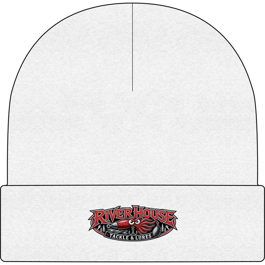 RiverHouse Tackle & Lures Cuff Beanie — Fishing Logo Knit Hat – River House Tackle Co. product view 1