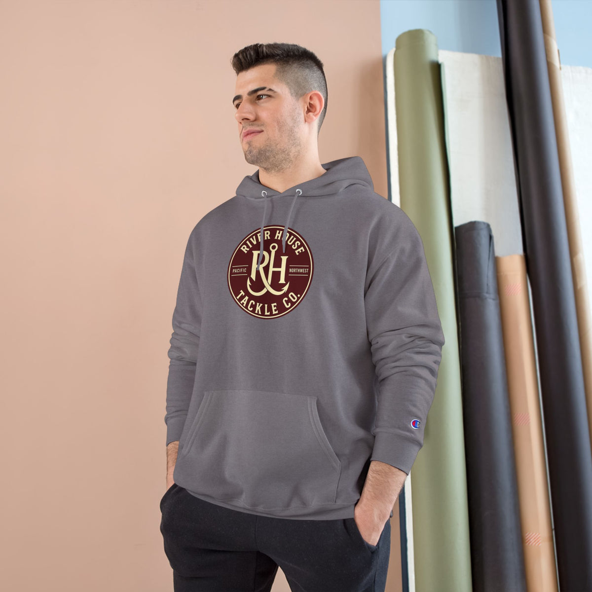 River House Chinook Salmon Champion Hoodie – River House Tackle Co. product view 5