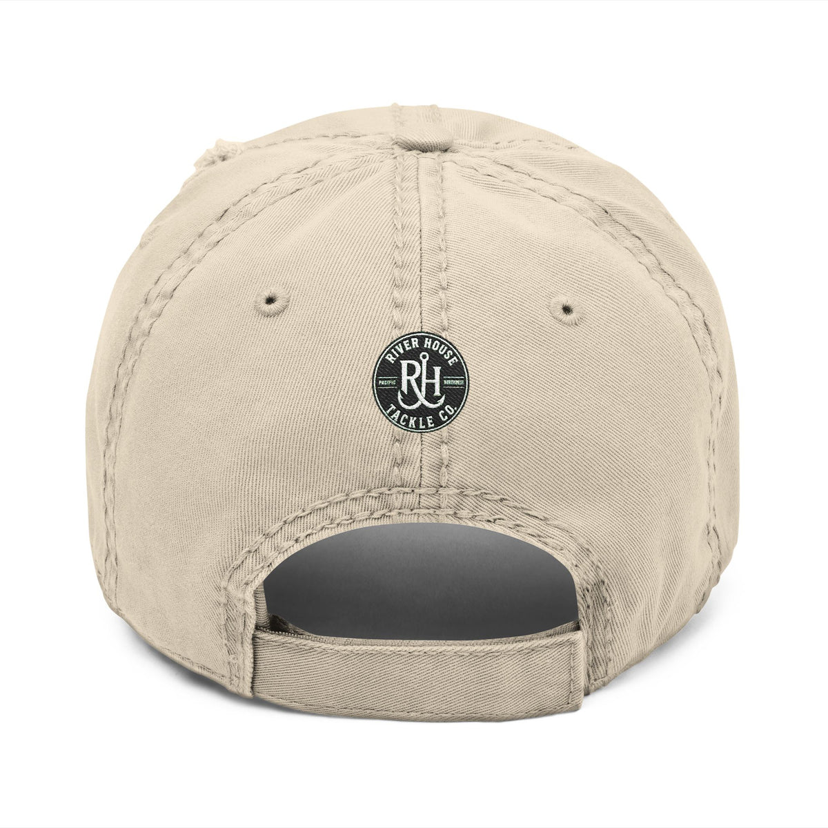 River House Embroidered Distressed Dad Hat — Oregon Coast Tackle & Lures Cap – River House Tackle Co. product view 2